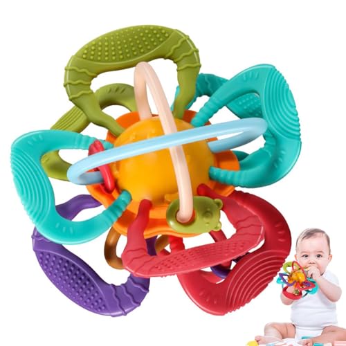 Baby Manhatan Ball - Sensorisches Zahnen Spielzeug, Ballentwicklungsspielzeug | Baby Manhatan Ball Zahne Kauen Teether, Skwisch Farbe Platzte 0-1 Jahre Alte Baby Molar Stick Ball Developmental Devel von Generic