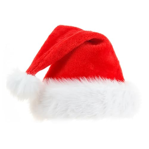 Baby Mütze Und Schal Mädchen Plush Large Santa Hat Christmas Plush Santa Hat Children's 38 * 28cm Suitable For Head Circumference About 54cm Hat Winter (Red, One Size) von Generic