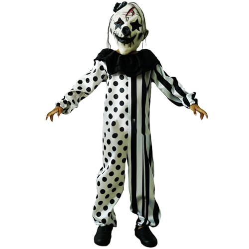 Baby Overall 68 Halloween-Clown, gepunktet, Spitzenkragen, Streifen-Overall, Halloween-Kostüm Hemd Baby 86 (A, 7-9 Years) von Generic