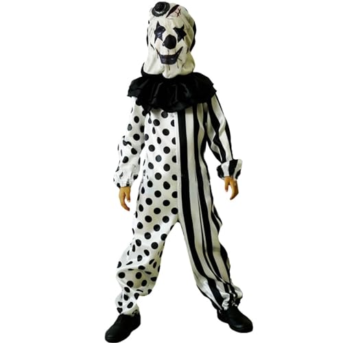 Baby Overall 68 Halloween-Clown, gepunktet, Spitzenkragen, Streifen-Overall, Halloween-Kostüm Hemd Baby 86 (B, 4-6 Years) von Generic