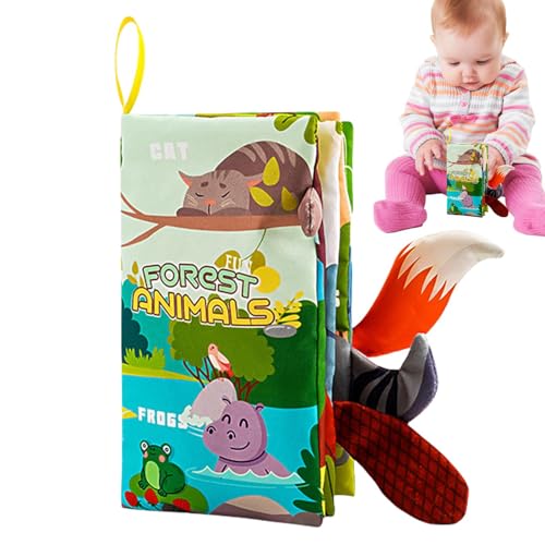 Baby-Stoffbücher, weiches Babybuch | 3D-Tiere, Schwänze, Touch-Bücher - Sensorisches Aktivitätsspiel, sensorisches Touch-Spielzeug, Cartoon-Bücher aus weichem Stoff für Kleinkinder im Alter von 0 bis von Generic