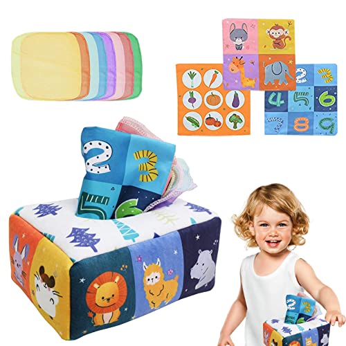 Baby-Taschentuchbox-Spielzeug – Pumpendes Taschentuch-Spielzeug, Babyspielzeug | Pumpendes Musik-Ziehspielzeug Mit Seidenschals Und Knisterpapier, Magisches Schal-Taschentuchbox-Spielzeug F von Generic