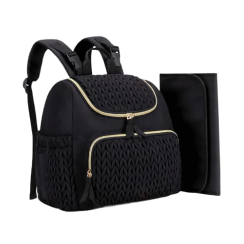 Baby Wickeltasche, Kleiner Wickelrucksack für Damen, Wickelunterlage, Stilvolle Umstandstasche, Handtasche für Papa, Picknick, Einkaufen, Schwarz von Generic