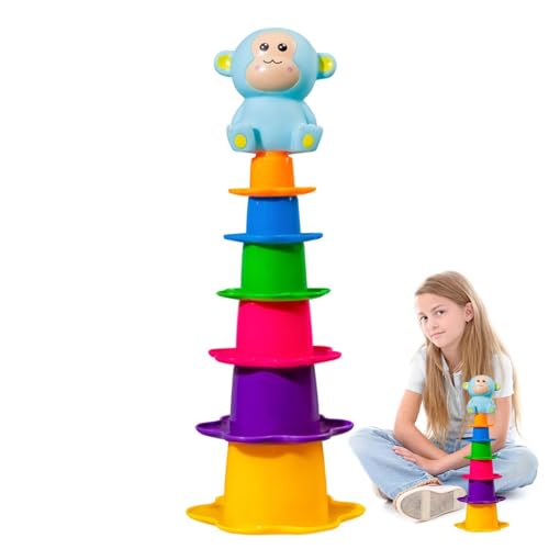 Babybadspielzeug, Baby Stapelbad Badespielzeug - Nisting Regenbogen Wasserbecher für Bad,Baby -Stapelwasserspielzeug für Kinder, Mädchen, Freunde, Familie von Generic