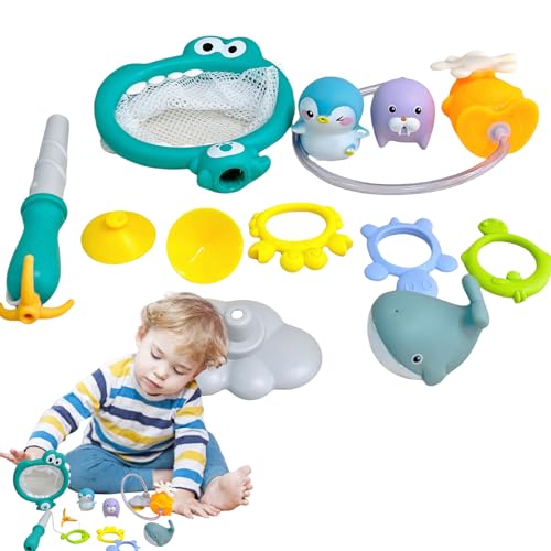 Badespielzeug für Badewanne, mit Ablaufloch – multifunktionales Set, tragbar, Fischernetz und Saugnäpfe für Mädchen Pool Badespielzeug für Badewanne, mit Ablaufloch – multifunktionales Set, tragbar, Fischernetz und Saugnäpfe für Mädchen Pool von Generic