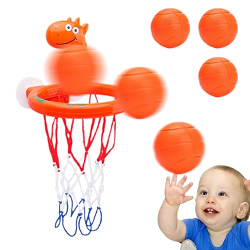 Badewannen-Basketballkorb,Badewannen-Basketballkorb,4 Stück Basketballkorb Badezimmer Kinderspielzeug - Cartoon-Design-Saugnapf-Basketballkorb, tragbares und interaktives Badespielzeug für Kinder, und von Generic