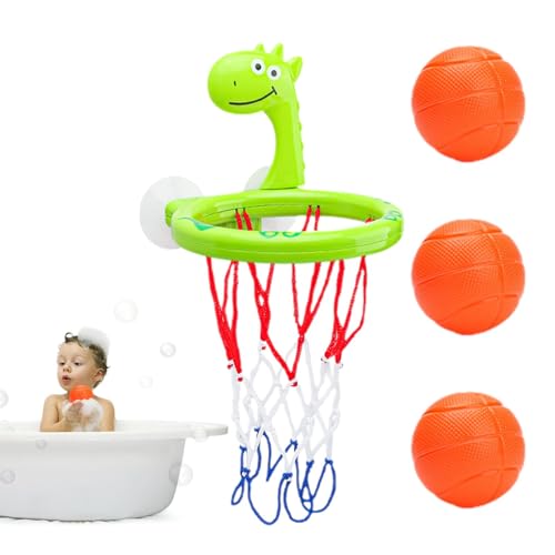 Badezimmer-Basketballkorb,Mini-Badezimmer-Basketballkorb | 4-teiliges Set mit lustigen Basketballkörben und Bällen - Cartoon-Design-Saugnapf-Basketballkorb, tragbares und interaktives Badespielzeug fü von Generic