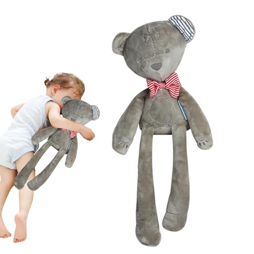 Bären-Beruhigungsspielzeug – Baby-Schmusetier aus Plüsch, Kuschelbär für Kleinkinder | Gemütliches Schmusetuch für Babys, Bären-Plüschtier, Kuschelbär, Kuscheltierkissen mit Schleife, weiches Bärenspi von Generic