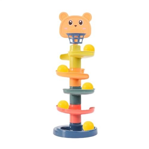 Ball Drop Tower – Ball Drop Roll Rampenspielzeug mit Cartoon-Bärenkopf | Rampen-Aktivitätsspielzeug für Kleinkinder | Wirbelndes Stapel- und Wurfspiel mit 5 Bällen | Spielset mit wirbelndem Turm und p von Generic