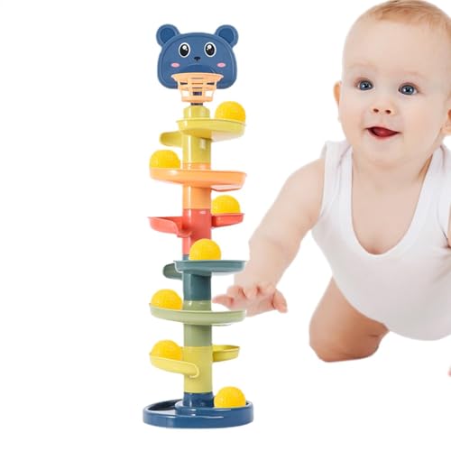 Ball Drop Tower – Ball Drop Roll Rampenspielzeug mit Cartoon-Bärenkopf | Rampen-Aktivitätsspielzeug für Kleinkinder | Wirbelndes Stapel- und Wurfspiel mit 7 Bällen | Spielset mit wirbelndem Turm und p von Generic