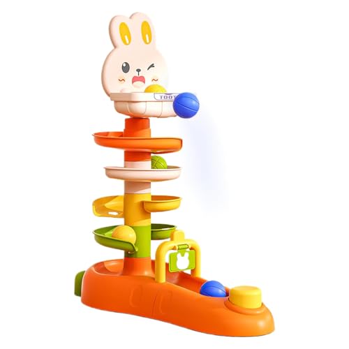 Ball Tower Toy, Ball Drop -Spielzeug - 5-Layer Basketballspiel Tower Toy Ball Run für Babys - Hasenform, Stapelspiele mit 3 Bällen, Rolling Track Towers für Mädchen von Generic