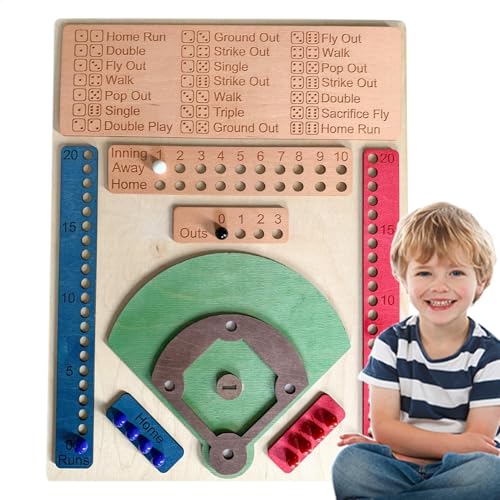 Baseball-Würfel-Brettspiel Baseball-Würfelspiel,Woode n Baseballspiel mit Würfeln Baseball-Brettspiel mit Würfel-Marmor für Kinder und Erwachsene, Baseball-Würfelspiel, Holzbrett, lustiges Doppelkam von Generic