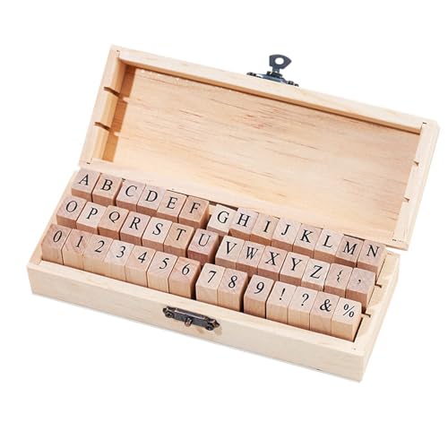 Basic Notizbuch Set 42-teilig Englisch Retro Holz mit Buchstaben und Zahlen RKh115 (Khaki, 3x1.3x1CM) von Generic