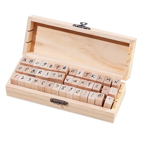 Basic Notizbuch Set 42-teilig aus englischem Retro Holz mit Buchstaben und Zahlen in kursiver Großschreibung Zsh727 (Khaki, 3x1.3x1CM) von Generic