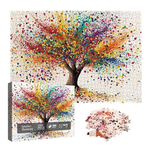 Baumrätsel für Kinder,Baumrätsel für Erwachsene,Lernpuzzle für Kleinkinder | Buntes Puzzle-Set mit 1000 Stück, 27,6 x 19,7 Zoll, lustige Familienpuzzles für Erwachsene und Kinder von Generic