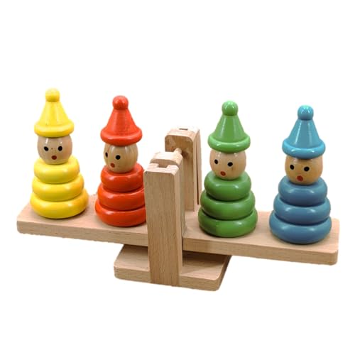 Bausteine-Spielzeug, Stapelspielzeug aus Holz - Balance Holz-Stapelspielzeug Clown-Bausteine ​​ - Ringbauspielzeug, motorisches Lernspielzeug für Mädchen und Kinder von Generic