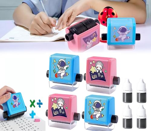 Beyonddraw Brain Improvement Device for Kids,Math Stamp Roller,Math Roller Stamp,Roller Digital Teaching Stamp,Addition Subtraction Multiplication Division (Mixed-4Pcs) von Generic