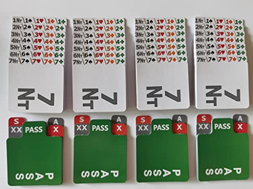 My Pet Elephant - Bridge Bidding Cards Refills - Lacquered Plastic - Set of 4 (2.76" x 4.92") - Adults - 180+ - Colour Coded - Easy to Read - Portable - TABLETOP_GAME von My Pet Elephant