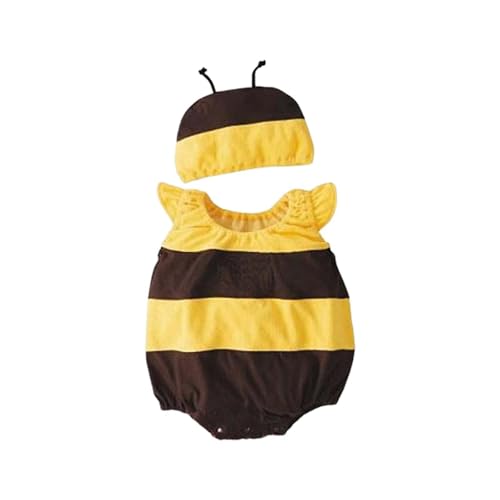 Bienenkostüm Baby Mädchen Jungen Biene Kostüm Ärmellos Strampler Baumwolle Kleidung Spielkostüm Karneval Faschingskostüme Tieroverall (A01-Yellow, 0-3 Months) von Generic