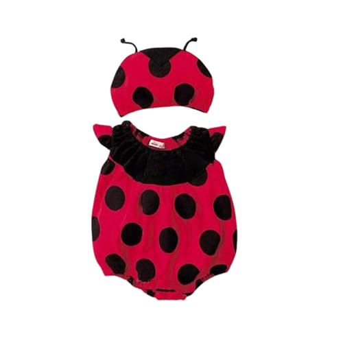 Bienenkostüm Baby Mädchen Jungen Biene Kostüm Ärmellos Strampler Baumwolle Kleidung Spielkostüm Karneval Faschingskostüme Tieroverall (A02-Red, 6-12 Months) von Generic