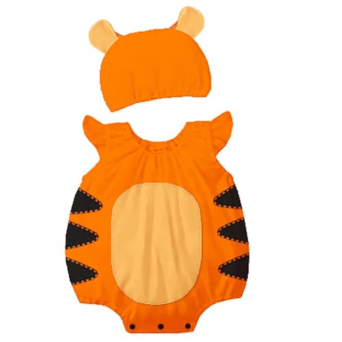 Bienenkostüm Baby Mädchen Jungen Biene Kostüm Ärmellos Strampler Baumwolle Kleidung Spielkostüm Karneval Faschingskostüme Tieroverall (Z02-Orange, 3-6 Months) von Generic