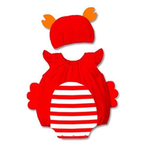 Bienenkostüm Baby Mädchen Jungen Biene Kostüm Ärmellos Strampler Baumwolle Kleidung Spielkostüm Karneval Faschingskostüme Tieroverall (Z02-Red, 6-12 Months) von Generic