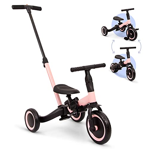 Billy 4-in-1 Kinderfahrrad mit Schubstange Gio, Rosa von Generic