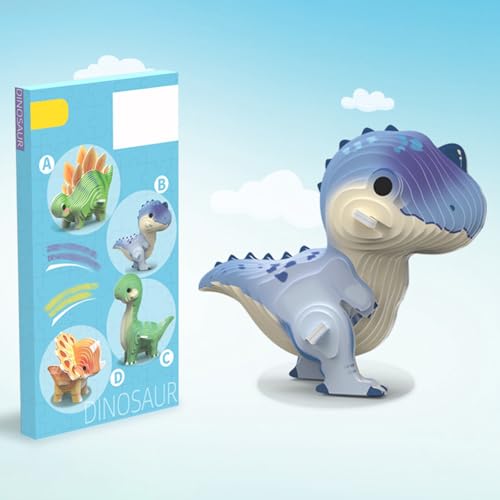 Blinder Dinosaurier für Kinder, 3D-Stereoskopisches Puzzle, Schüler, DIY-Handbuch, Modell für 3 bis 6 Jahre, Früherziehung, Lernspielzeug RFl475 (Purple, 19.5x10.2x1.4cm) von Generic