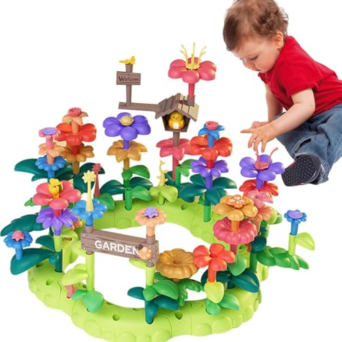 Blumen-Bauset, Blumen-Bauspielzeugset,Vorschulkindergartenspielzeug - Bausteine, Sortier- und Stapelspielzeug, Stapelspiel-Spielset für und Mädchen von Generic