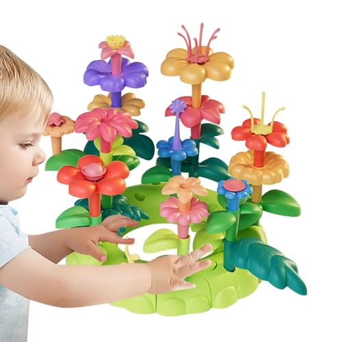 Blumen-Bauset, Blumen-Bauspielzeugset - Bildungsaktivität für Vorschulkinder,Sortier- und Stapelspielzeug, Lernspielzeug für Kinder, Bausteine, Stapelspielzeug für Kinder von Generic