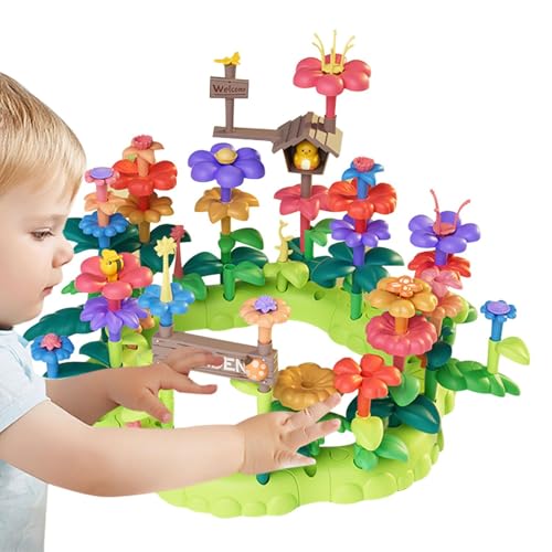 Blumen-Bauspielzeug-Set, Blumengarten, Bauspielzeug, Vorschulkindergarten, pädagogisches Spielzeug für Kleinkinder, Stapelspiel von Generic