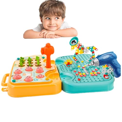 Bohrer- und Schraubenset für Kinder, Bohrerset zum Erstellen und Entwerfen,Bohrer-Set, Bausteine, niedliches Bohrer-Puzzle-Spielzeug | Kinderbohrset, STEM-Bohrspielzeug, kreatives Lernbohrset zur Komp von Generic