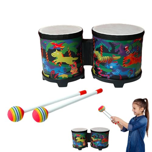 Bongo Drum – Bongos für Handtrommel aus handgefertigt | Niedliches Handtrommel-Musikspielzeug, handgefertigte Trommel mit 2 bunten Stäben, Musikinstrumente für von Generic