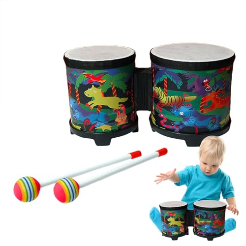 Bongo-Trommel – Bongo-Kindertrommeln, Kinder-Schlagzeug-Set | Percussion-Instrument-Musikspielzeug, niedliche Handtrommel aus Holz mit bunten Trommelstöcken, handgefertigte Musikinstrumente-Trommel fü von Generic