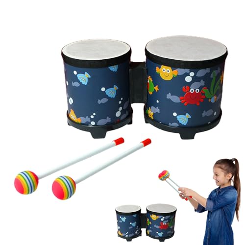 Bongo-Trommel – Bongo-Trommeln für Kinder, Musikspielzeug für Kinder | Handgefertigtes akustisches Schlaginstrument mit authentischem Klang, kompakt, leicht für Studio-, Reise- oder Live-Auftritte (12 von Generic