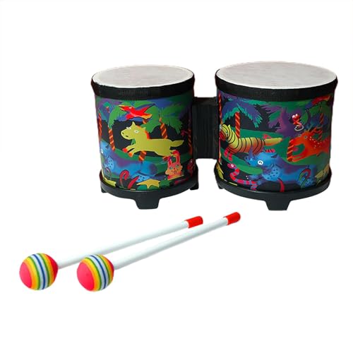 Bongo-Trommel - Bongo-Trommeln für Kinder, Schlagzeug-Percussion für Kinder | Hochwertige, niedliche Kinder-Handtrommel aus Holz mit 2 bunten Trommelstöcken, Musikinstrumente, handgefertigte Trommel f von Generic