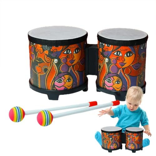 Bongos für Kinder – Percussion-Handtrommelspielzeug aus | Entzückendes Design mit 2 bunten Trommelstöcken, Musikinstrument für Kinder, ideales Weihnachts- oder Geburtstagsgeschenk, fördert Rhythm von Generic