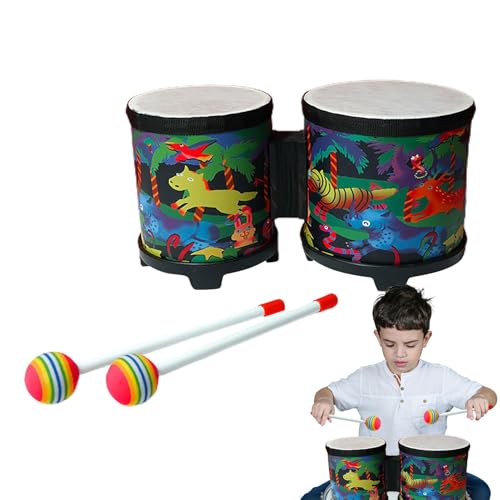 Bongos für Kinder – niedliches Handtrommel-Schlaginstrument | Musikspielzeug mit bunten Trommelstöcken, lustiges und ansprechendes Geschenk für Weihnachten, Geburtstage, perfekt für frühes L von Generic