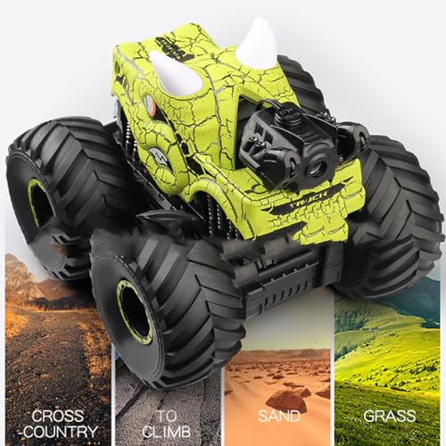 Border Crack Dinosaurier Fernbedienung Fahrzeug Spray Licht Stunt Stehen Off Road Fahrzeug Bergsteigen Spielzeug Auto SCg249 (Green, 18x17.5x14cm) von Generic