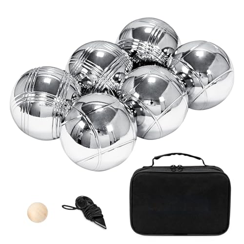 Boule-Picknickspiel – Rasenspiel, Boulespiel, Petanque-Set Aus Metall | Outdoor-Petanque-Set Mit Tragetasche, Metall-Petanque-Boules-Ball-Spielset, Strandurlaub-Boules-Spielset, Truevaste-Ball-Set Für von Generic