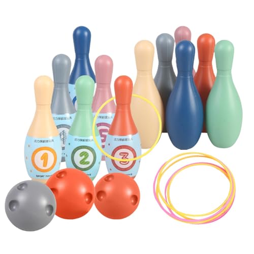 Bowling-Set für den Innenbereich, Bowlingspiel für Kleinkinder, 3 Bälle, 6 Ringe, 12 Bowling-Kegel, lustige Sportspiele, interaktive Indoor-Party von Generic