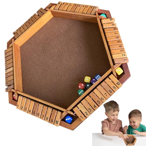 Box-Würfelspiel,Shutter Box-Würfelspiel | Holzkisten-Würfelspiel - Shutter Box für 6 Spieler – wasserdichtes klassisches Tisch- und Pub-Brettspiel für Kinder, Erwachsene, Familie, Klassenzimmer von Generic