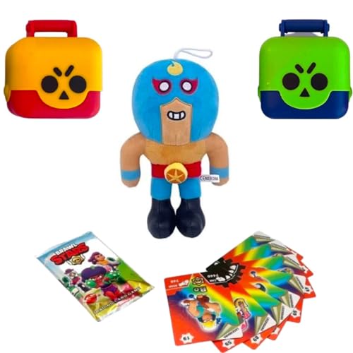 Brawl-Stars Mega Box Set, 96 Karten, 2 Figuren, Maskoten (EL Primo) von Generic