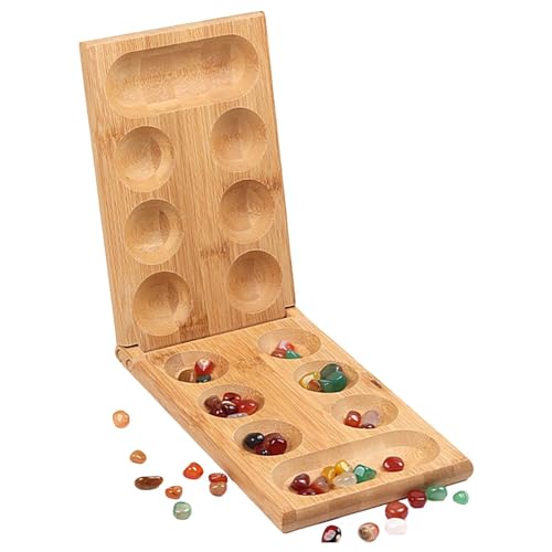 Brettspiel Holz Schach mit Reisebrettungsspiel tragbares Brettspiel Natursteinstücke Travel Set Schach Set Folding Puzzle Game Afrika Game Brettspiel Travel von Generic