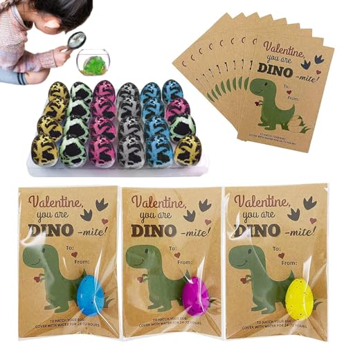 Brutende Eier – Ostereierkarten, 24er-Pack Dinosaurier-Eier, die im Wasser wachsen | Magische wachsende Dinosaurier-Eier, die im Wasser schlüpfen, Valentinstag-Dino-Eier-Partygeschenk für Kinder von Generic