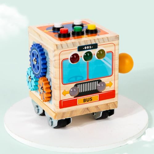 Busy Activity Cube – Lustiges Lernspielzeug Für Kleinkinder, Sensorisches Aktivitätswürfel-Spielzeug Im Bus-Design | Kreatives Spielzentrum Für Kleine Kinder, Würfel Zur Entwicklung Motorischer Fähigk von Generic