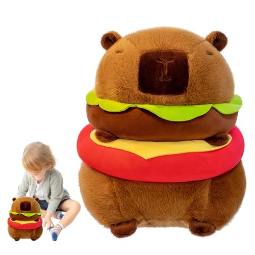 Capybara Burger Plüsch – Gefülltes Capybara-Plüschtier, Raumdekoration, Weich, Kuschelig | Sofa-Dekoration, Umarmbare Stofffigur, Niedliche, Umarmbare Stofffigur Für Erwachsene, Kinder, Jungen Mädchen von Generic