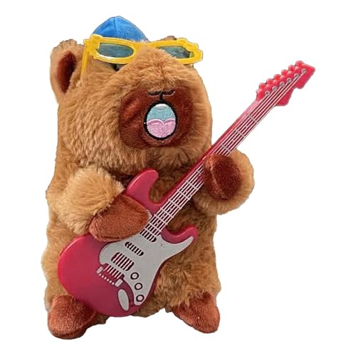 Capybara Plüschtier, Capybara Stofftier | Haustierkissen | Gesangsaufnahmespielzeug, elektrische Kuscheltiere, weiche Puppe mit Gitarre für Kinder, Kinderzimmer, Dekoration von Generic