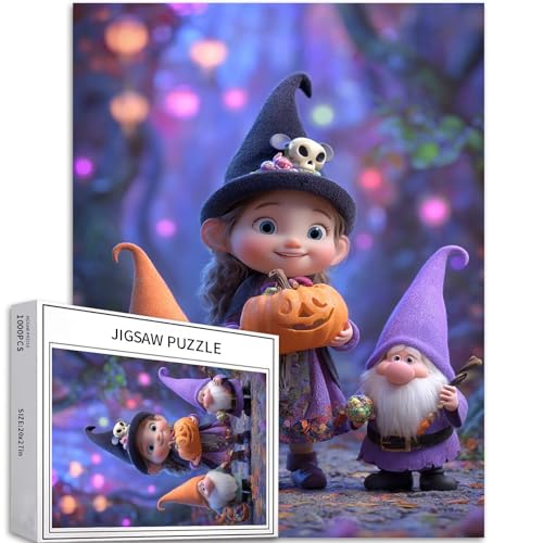 Cartoon Little Witch Puzzle für Erwachsene, Halloween, Waldkunst, bunt, DIY-Puzzle, Heimdekoration, Geschenke, Familienpuzzle, perfekt für Spieleabende, 50 x 70 cm, 1000 Teile Cartoon Little Witch Puzzle für Erwachsene, Halloween, Waldkunst, bunt, DIY-Puzzle, Heimdekoration, Geschenke, Familienpuzzle, perfekt für Spieleabende, 50 x 70 cm, 1000 Teile von Generic