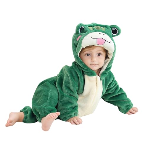 Cartoon Tier Overall Unisex Kinder Tier Jumpsuit Kleinkind Winter Fleece Strampler Plüsch Cosplay Tier Bodysuit Halloween Karneval Cosplay Kostüm Winter Overall Niedlich Kinder (GN1, 6-12 Months) von Generic